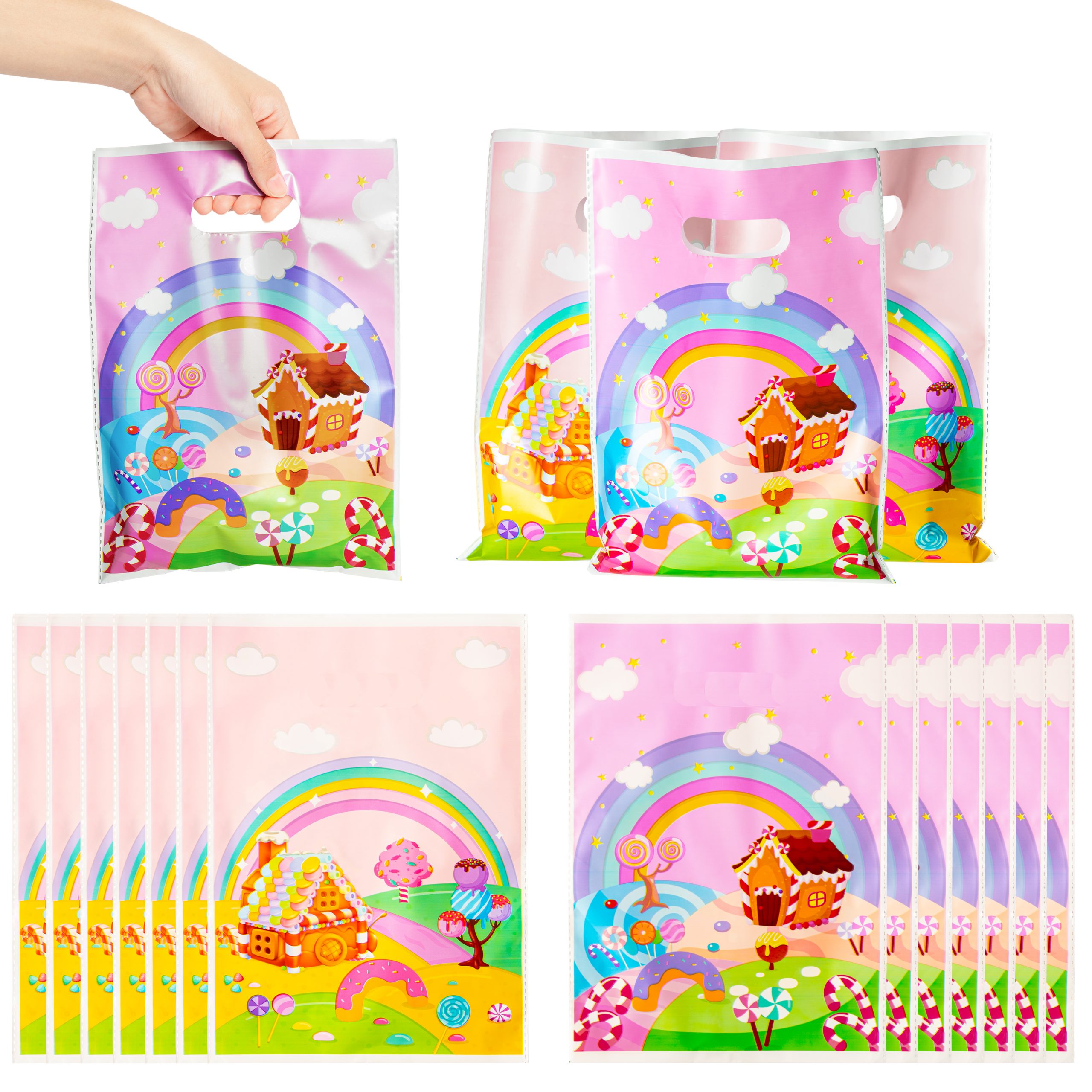 ArowlWesh 50Pcs Candyland Party Favor Bags Plastic Goodie Favor Bags for  Birthday Party Candy Treat Bags with Handles Birthday Snack Bags Cute  Goodie Bags for Kids Birthday Baby Shower Graduations – ArowlWesh